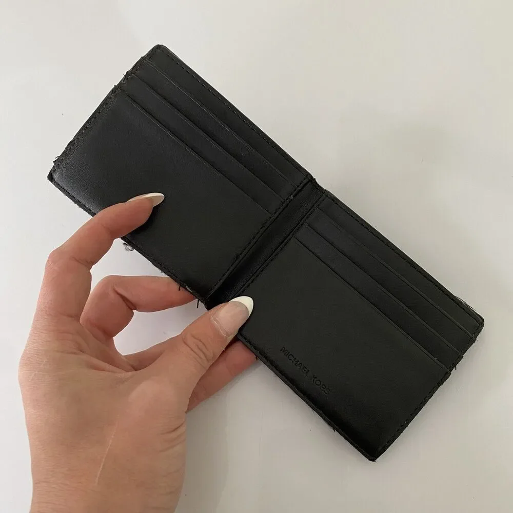 Michael Kors MK Logo Billfold Wallet‎ Stripe Black